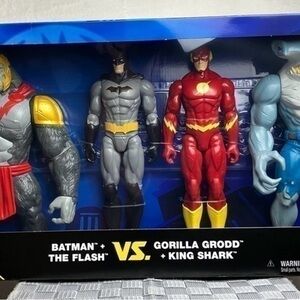 DC Batman & Flash vs Gorilla Grodd & King Shark -4Pack, 12''Action Figures 2021